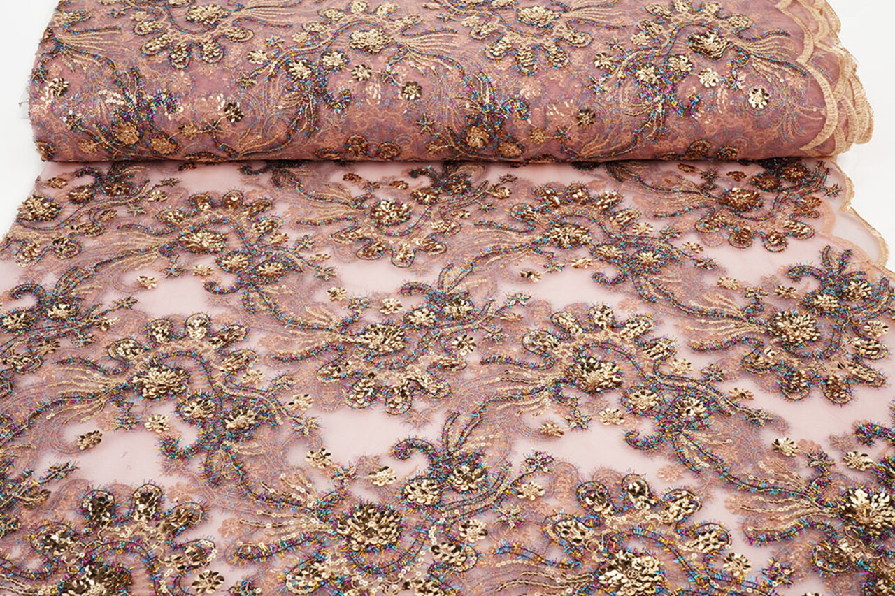 Mesh Embroidered Sequins Ishani Pink Mesh Embroidered Sequins Ishani Pink