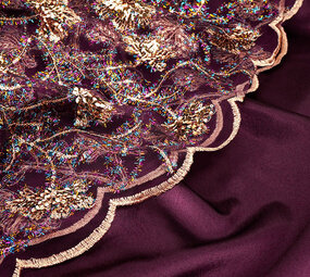 Mesh Embroidered Sequins Maharani Aubergine