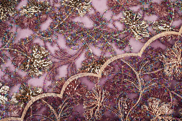 Mesh Embroidered Sequins Maharani Aubergine