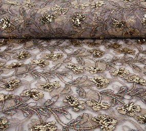 Mesh Geborduurd Pailletten Maharani Licht Mauve