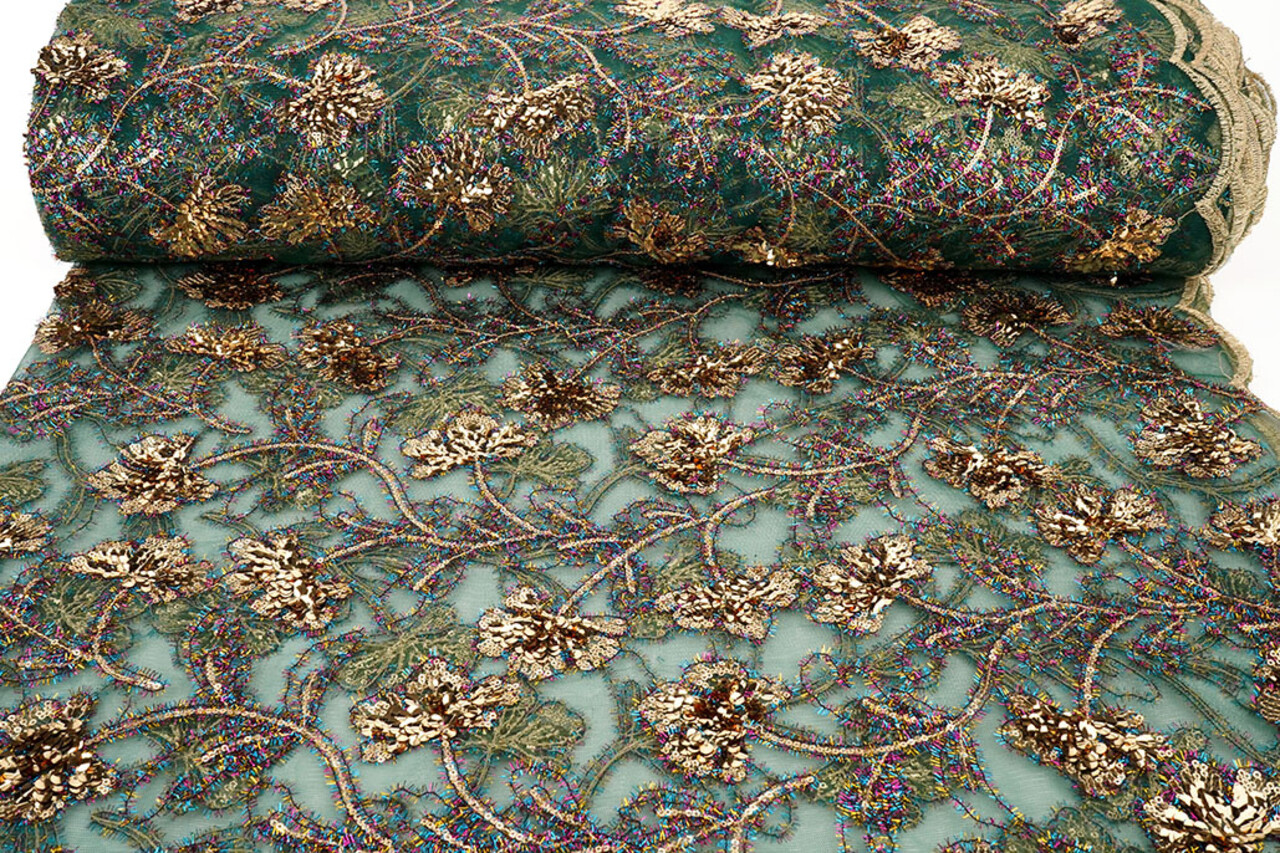 Netz Bestickt Pailletten Maharani Grün