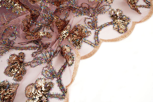 Netz Bestickt Pailletten Maharani Rosa Netz Bestickt Pailletten Maharani Rosa