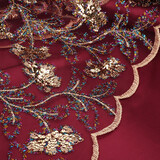 Mesh Geborduurd Pailletten Maharani Bordeaux