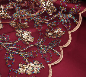 Mesh Ricamato Paillettes Maharani Bordeaux Mesh Ricamato Paillettes Maharani Bordeaux