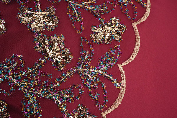 Résille Brodé Paillettes Maharani Bordeaux Résille Brodé Paillettes Maharani Bordeaux