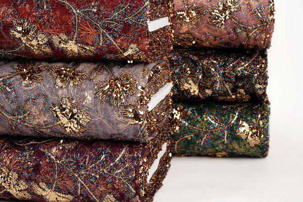 Mesh Embroidered Sequins Maharani Aubergine
