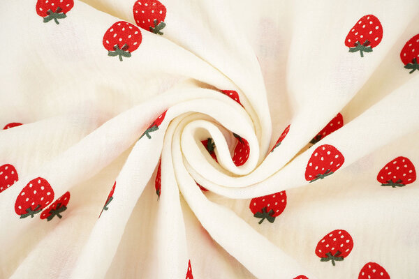 Baumwoll Musselin Erdbeere Creme Baumwoll Musselin Erdbeere Creme