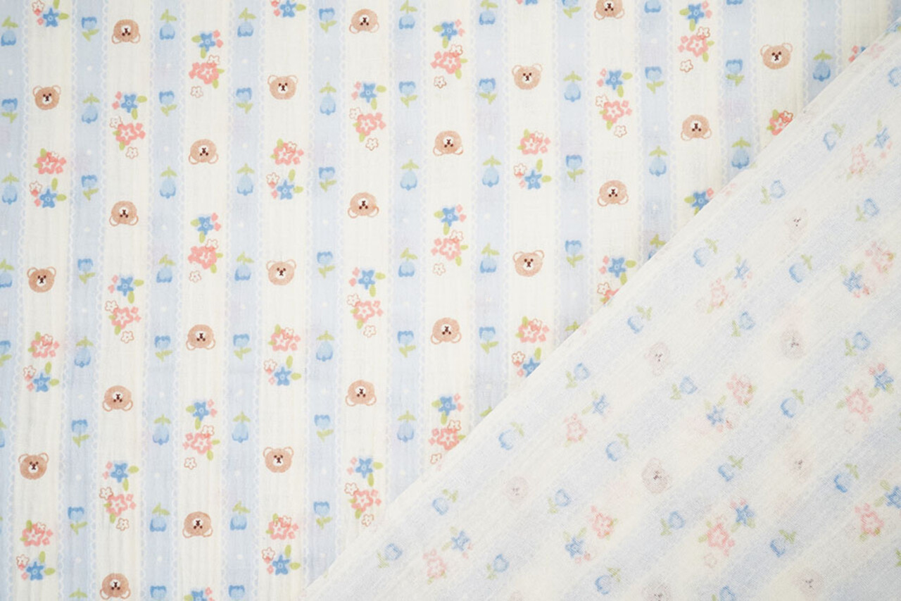 Double Gauze Little Teddy Stripes Double Gauze Little Teddy Stripes