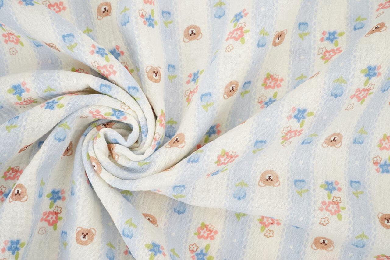 Baumwoll Musselin Little Teddy Stripes Baumwoll Musselin Little Teddy Stripes