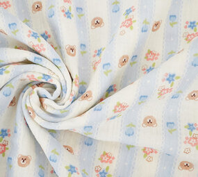 Baumwoll Musselin Little Teddy Stripes Baumwoll Musselin Little Teddy Stripes