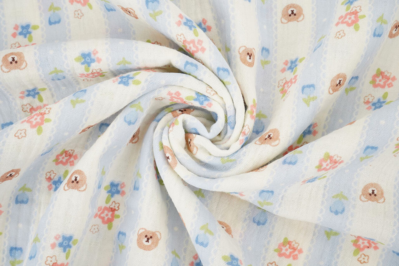 Baumwoll Musselin Little Teddy Stripes Baumwoll Musselin Little Teddy Stripes