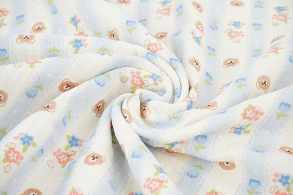 Baumwoll Musselin Little Teddy Stripes Baumwoll Musselin Little Teddy Stripes