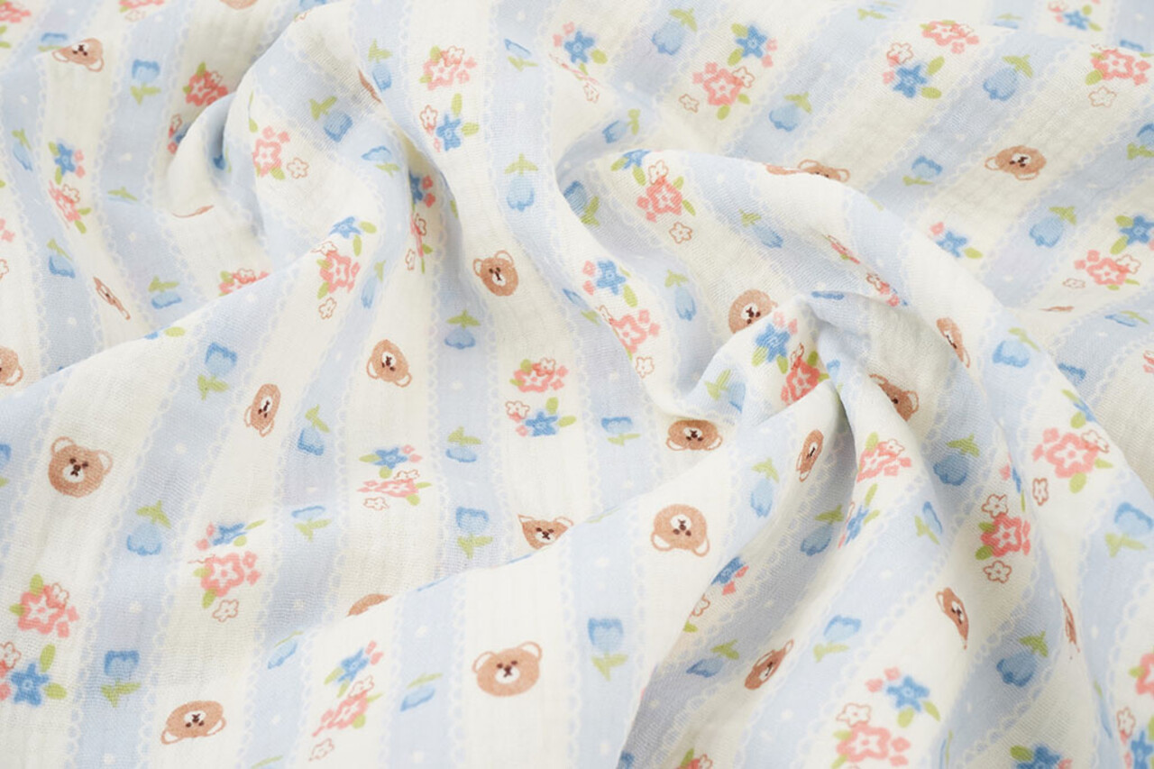 Baumwoll Musselin Little Teddy Stripes Baumwoll Musselin Little Teddy Stripes