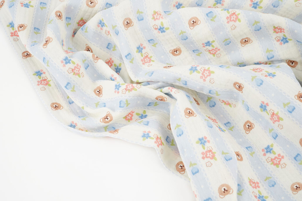 Baumwoll Musselin Little Teddy Stripes Baumwoll Musselin Little Teddy Stripes