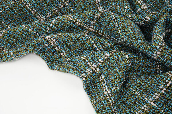 Woven Woolen Fabric Check Ravella Aqua Woven Woolen Fabric Check Ravella Aqua