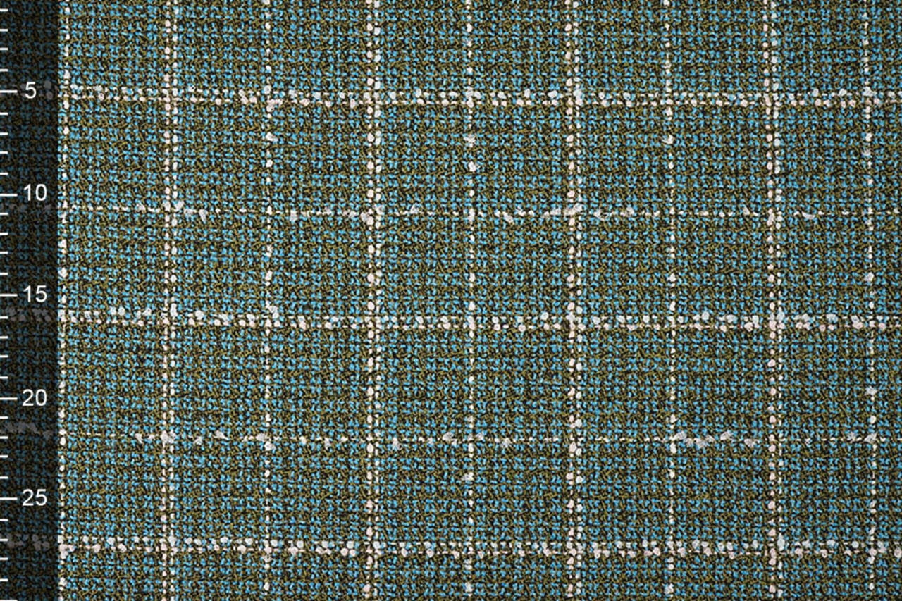 Gewebte Wollstoff Karo Ravella Aqua Gewebte Wollstoff Karo Ravella Aqua