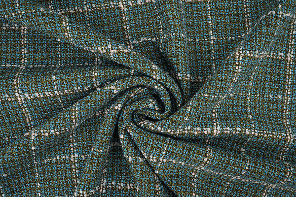 Gewebte Wollstoff Karo Ravella Aqua Gewebte Wollstoff Karo Ravella Aqua