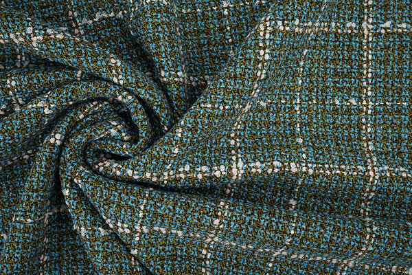 Woven Woolen Fabric Check Ravella Aqua Woven Woolen Fabric Check Ravella Aqua