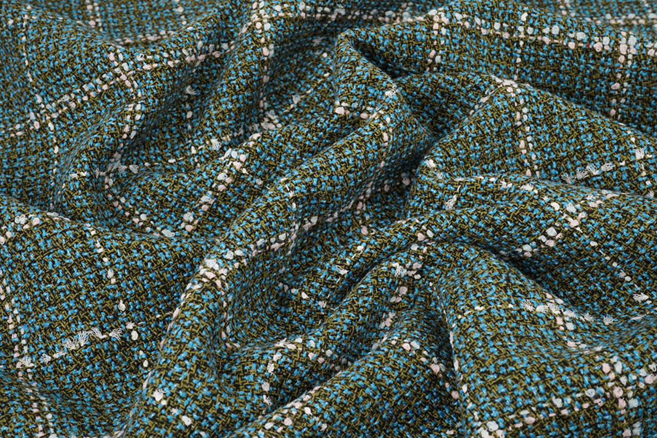 Woven Woolen Fabric Check Ravella Aqua Woven Woolen Fabric Check Ravella Aqua