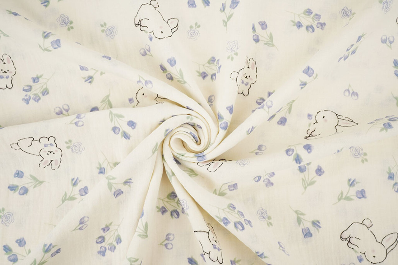 Baumwoll Musselin Bunny Bluebell