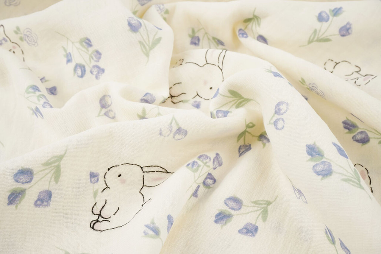 Baumwoll Musselin Bunny Bluebell