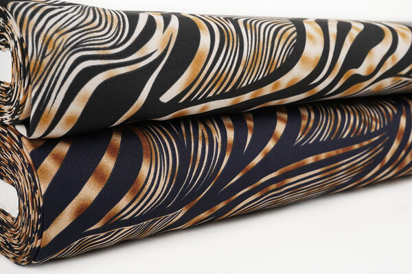 Feiner Crêpe Zebora Schwarz - Hellbraun Feiner Crêpe Zebora Schwarz - Hellbraun