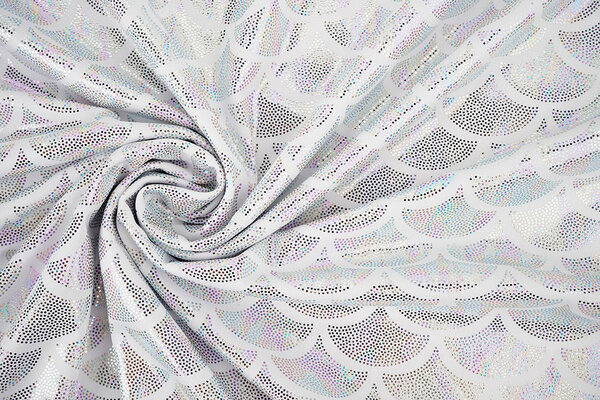 Folienjersey Mermaid Fantasy Perlmutt auf Weiß Folienjersey Mermaid Fantasy Perlmutt auf Weiß