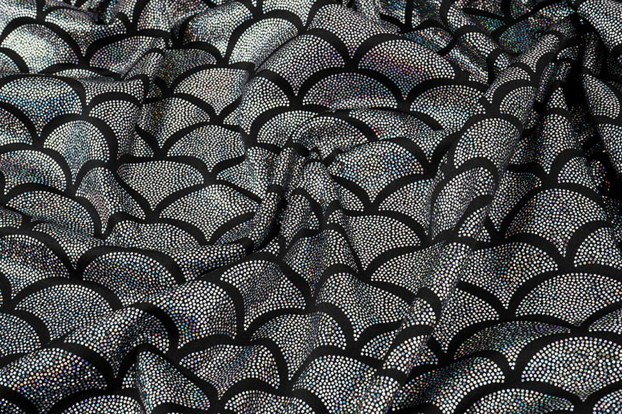 Lamé Mermaid Fantasy Silver on Black