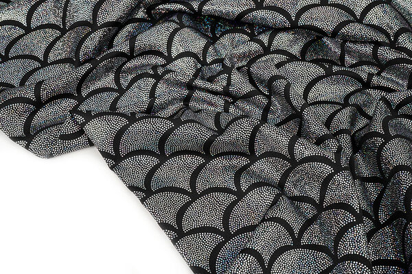 Lamé Sirena Fantasy Plateado sobre Negro Lamé Sirena Fantasy Plateado sobre Negro