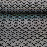 Folienjersey Mermaid Fantasy Silber auf Schwarz Folienjersey Mermaid Fantasy Silber auf Schwarz