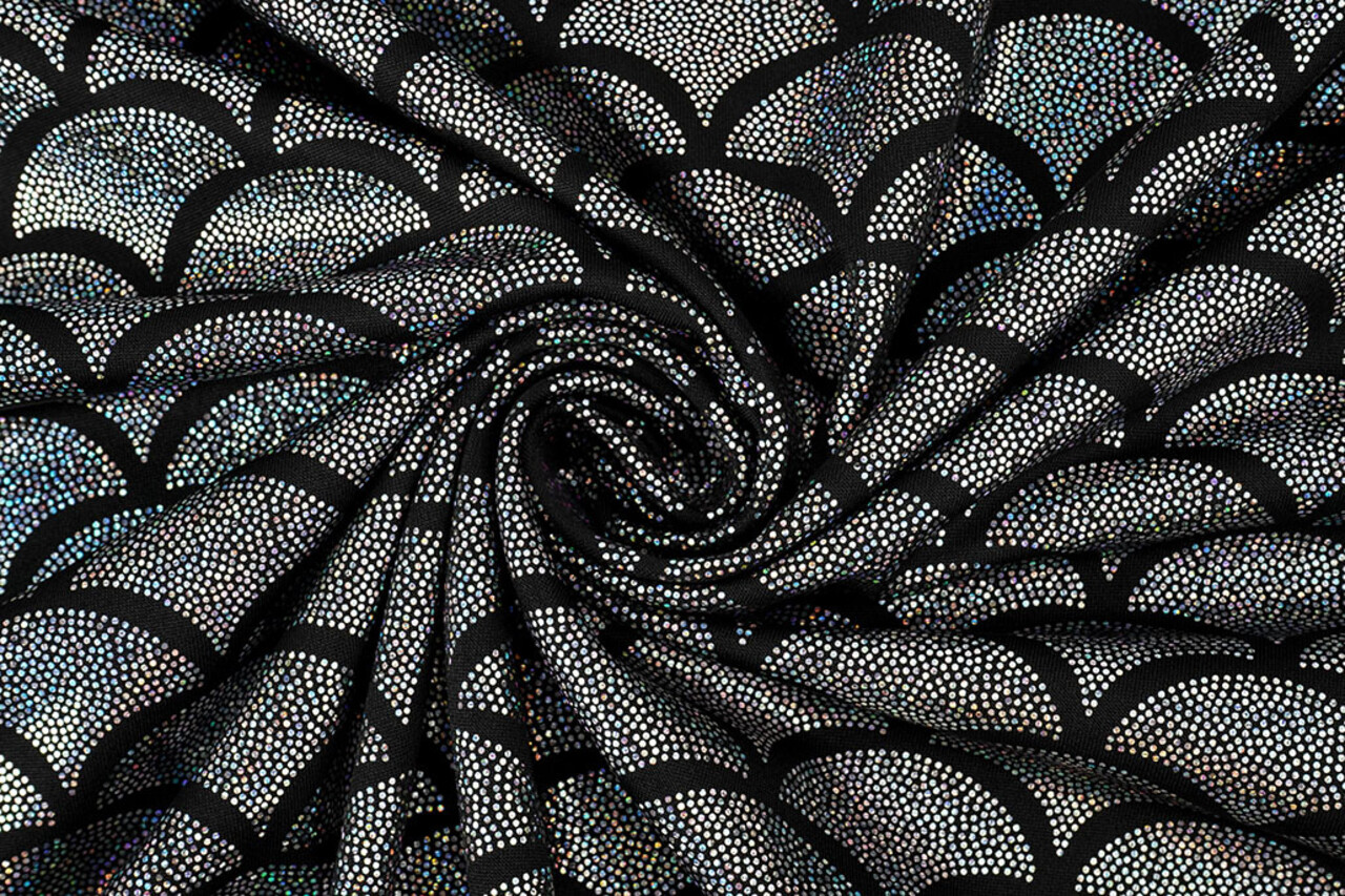 Lamé Mermaid Fantasy Silver on Black