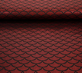 Folienjersey Mermaid Fantasy Rot auf Schwarz
