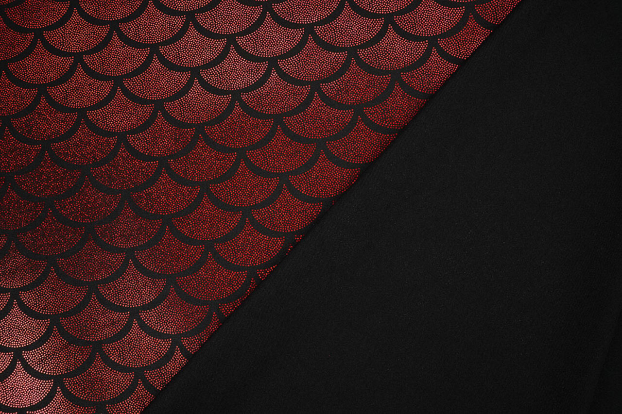 Lamé Mermaid Fantasy Rood op Zwart Lamé Mermaid Fantasy Rood op Zwart