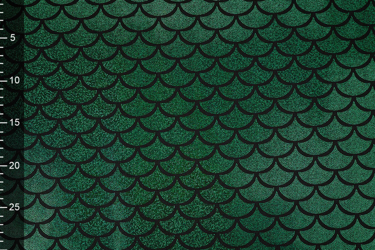 Folienjersey Mermaid Fantasy Grün auf Schwarz Folienjersey Mermaid Fantasy Grün auf Schwarz