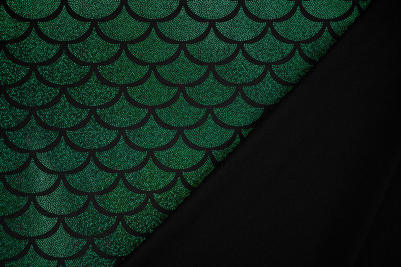 Lamé Sirena Fantasy Verde sobre Negro Lamé Sirena Fantasy Verde sobre Negro