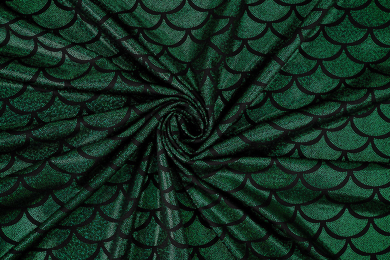 Lamé Sirena Fantasia Verde su Nero Lamé Sirena Fantasia Verde su Nero