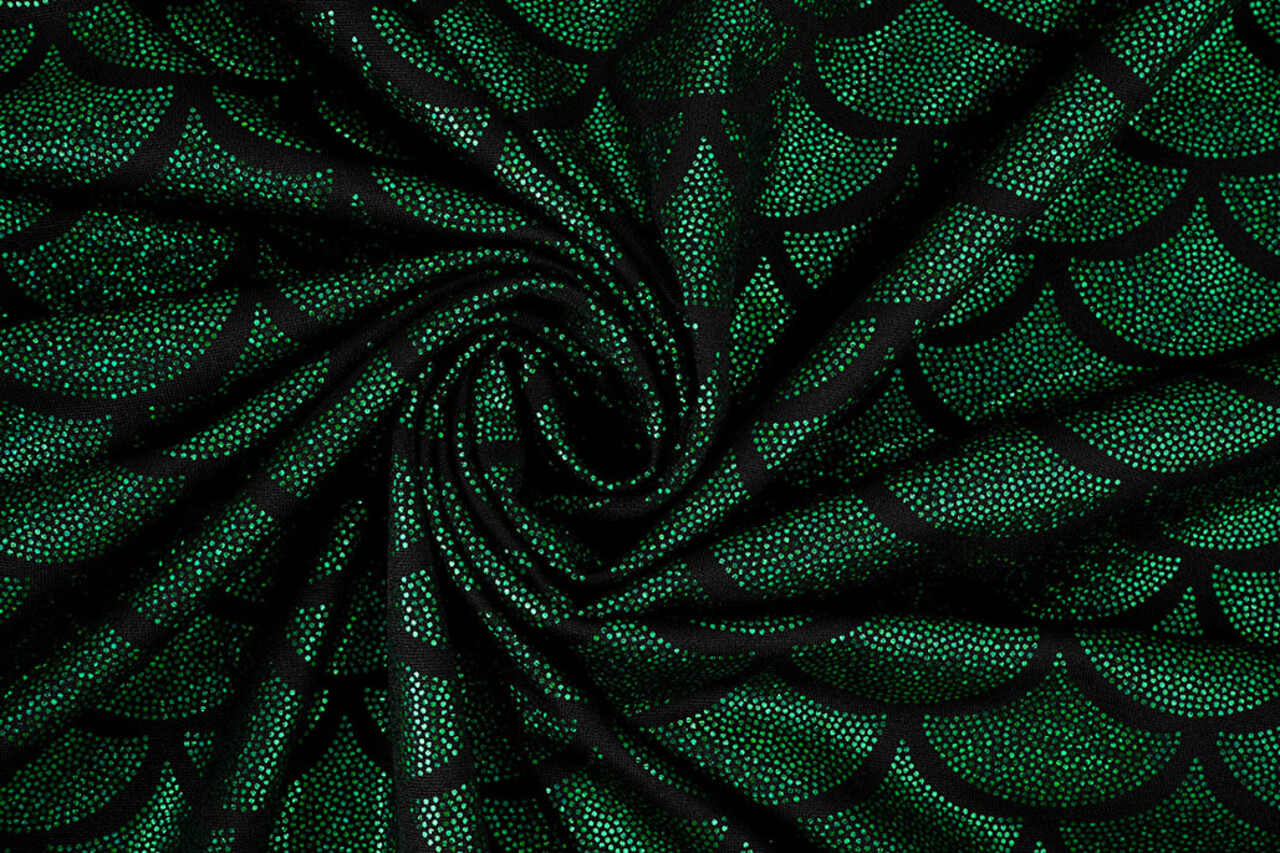 Lamé Mermaid Fantasy Groen op Zwart Lamé Mermaid Fantasy Groen op Zwart