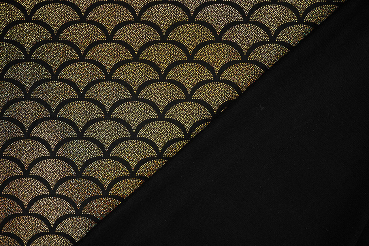 Folienjersey Mermaid Fantasy Gold auf Schwarz