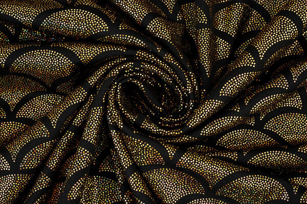 Folienjersey Mermaid Fantasy Gold auf Schwarz