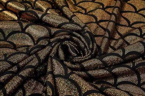Folienjersey Mermaid Fantasy Gold auf Schwarz