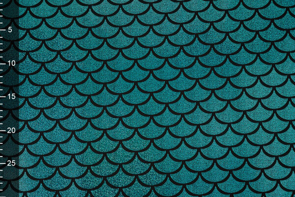 Lamé Mermaid Fantasy Aqua op Zwart Lamé Mermaid Fantasy Aqua op Zwart