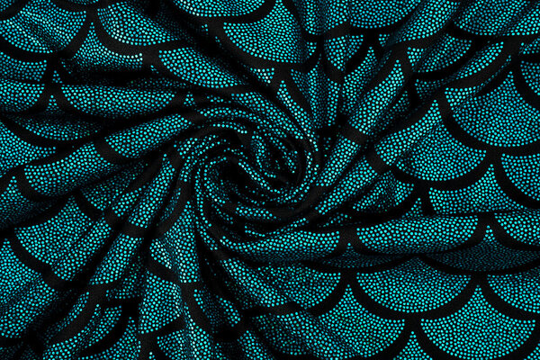 Lamé Mermaid Fantasy Aqua op Zwart Lamé Mermaid Fantasy Aqua op Zwart