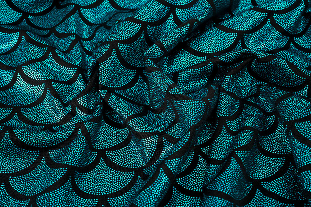 Lamé Mermaid Fantasy Aqua on Black Lamé Mermaid Fantasy Aqua on Black