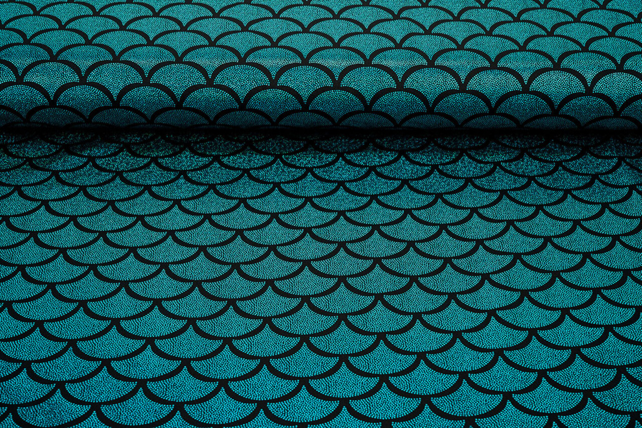 Lamé Mermaid Fantasy Aqua on Black Lamé Mermaid Fantasy Aqua on Black