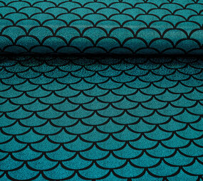 Lamé Sirena Fantasy Aqua sobre Negro Lamé Sirena Fantasy Aqua sobre Negro