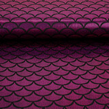 Folienjersey Mermaid Fantasy Alpenveilchen auf Schwarz Folienjersey Mermaid Fantasy Alpenveilchen auf Schwarz