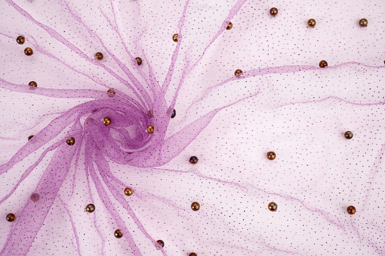 Fine Glitter Tulle con Perline Viola Fine Glitter Tulle con Perline Viola