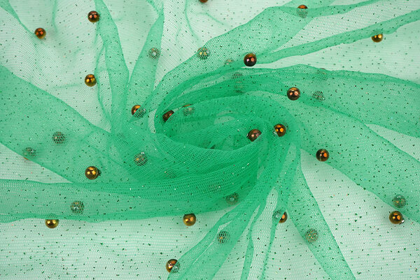 Fine Glitter Tulle con Perline Verde Mare