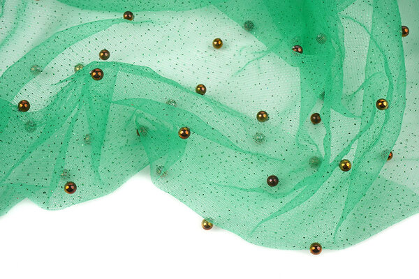 Fine Glitter Tulle con Perline Verde Mare