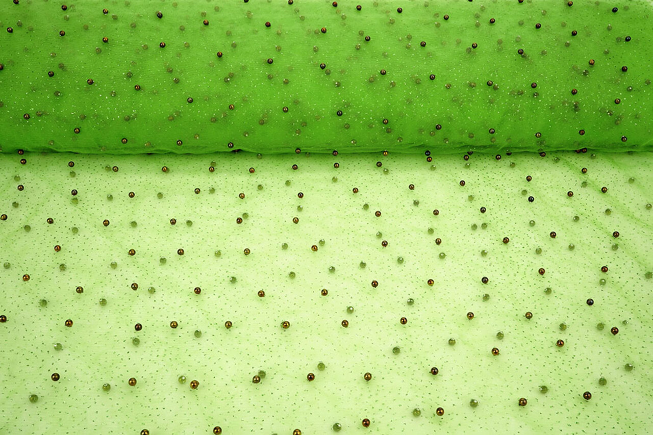 Fine Glitter Tulle con Perline Verde Lime
